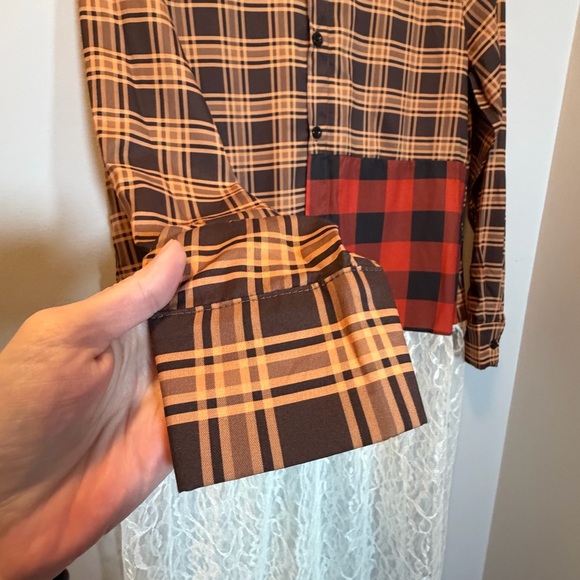 Plaid and lace duster up cycle polyester - Picture 4 of 6